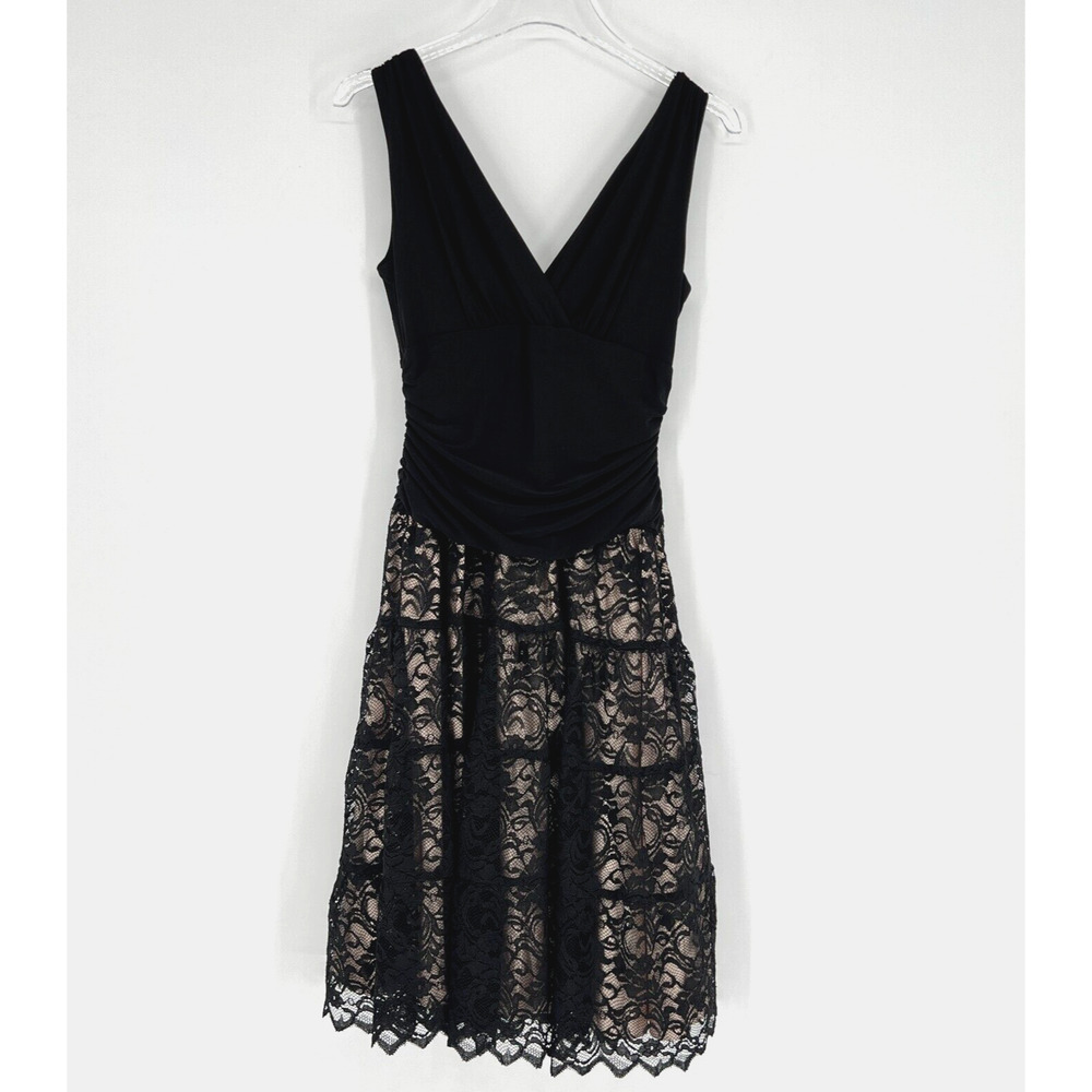 SLNY‎ Dress Womens 6 Black Fairy Grunge Whimsigoth Prom Lace Cocktail Fit Flare